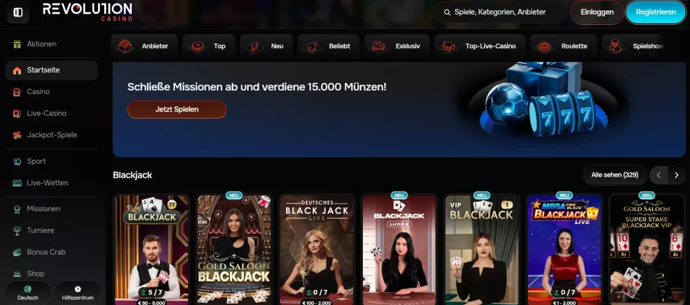 Revolution Casino – 100% bis zu €500 + 200 Freispiele Willkommensbonus sichern