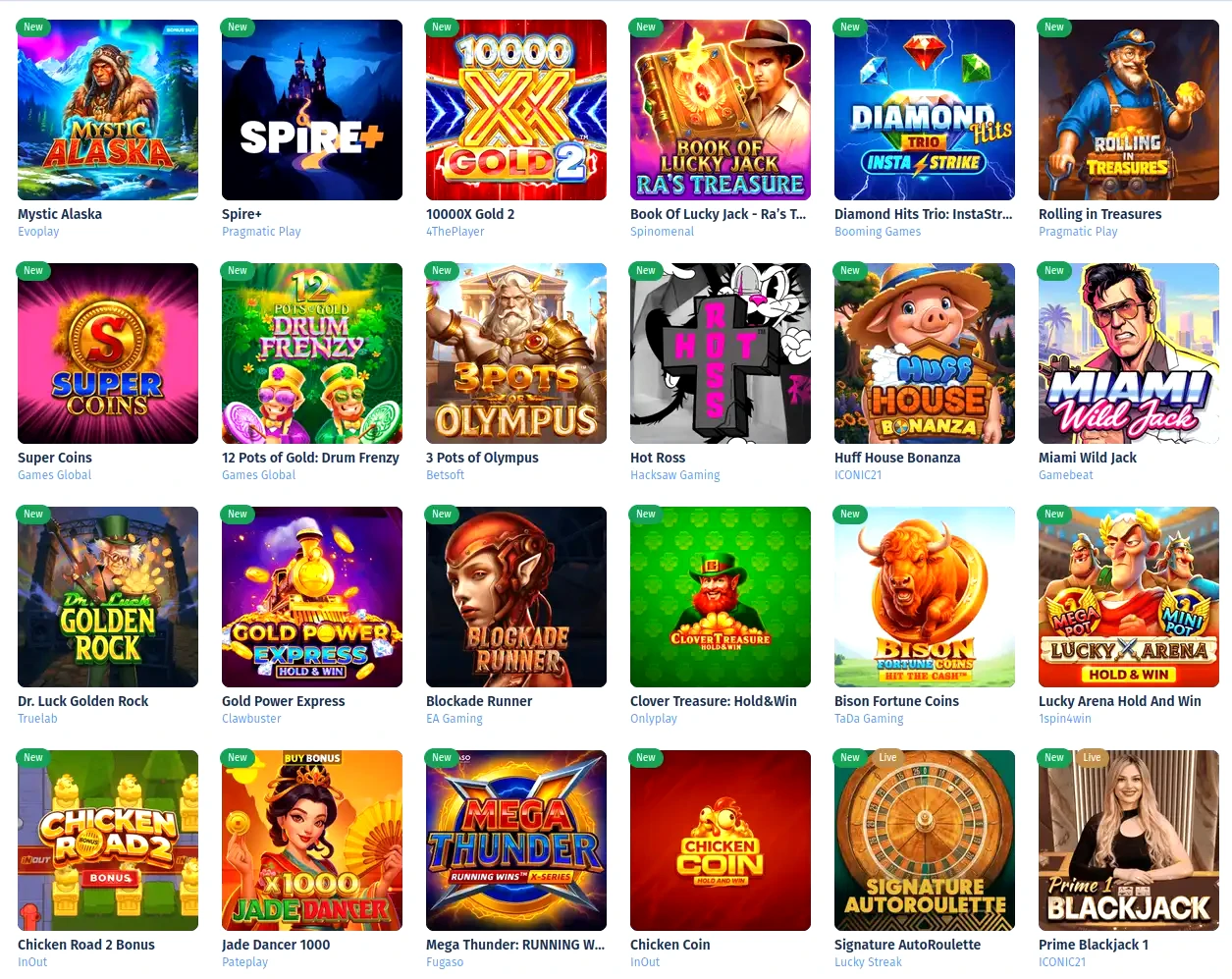 Revolution Casino App mobile Spielauswahl auf dem Smartphone